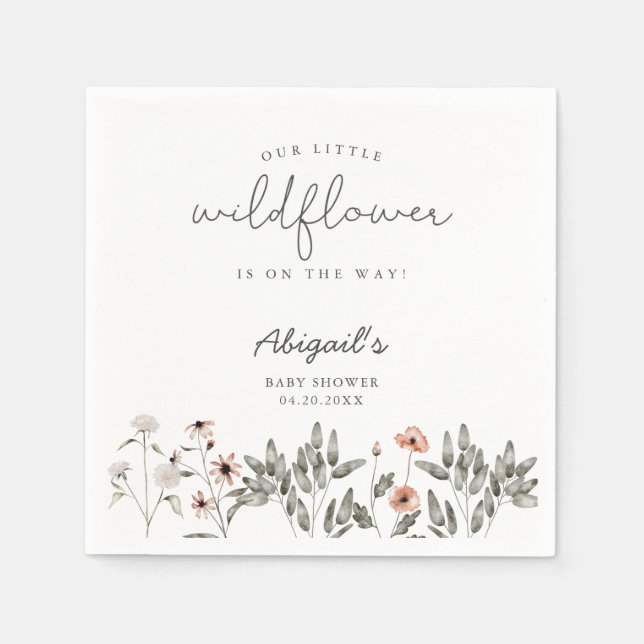 Boho Wildblume Baby Dusche Serviette (Vorderseite)