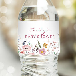 Boho Wildblume Baby Dusche Wasserflaschenetikett