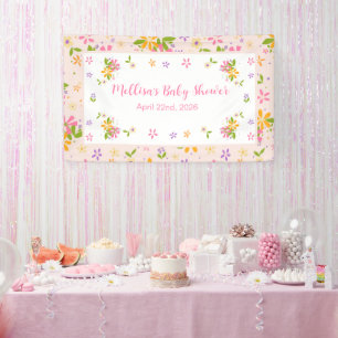 Boho Wildblume Baby Girl Duschbanner Banner
