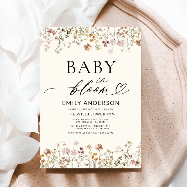 Boho Wildblume Baby in Bloom Baby Dusche Einladung (Von Creator hochgeladen)