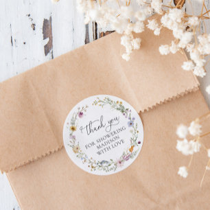Boho Wildblume Baby Shower Gevor Runder Aufkleber