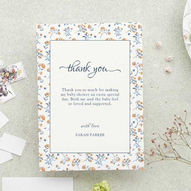 Boho Wildblume Babydusche Danke Karte (Boho Wildflower Baby Shower Thank You Card)