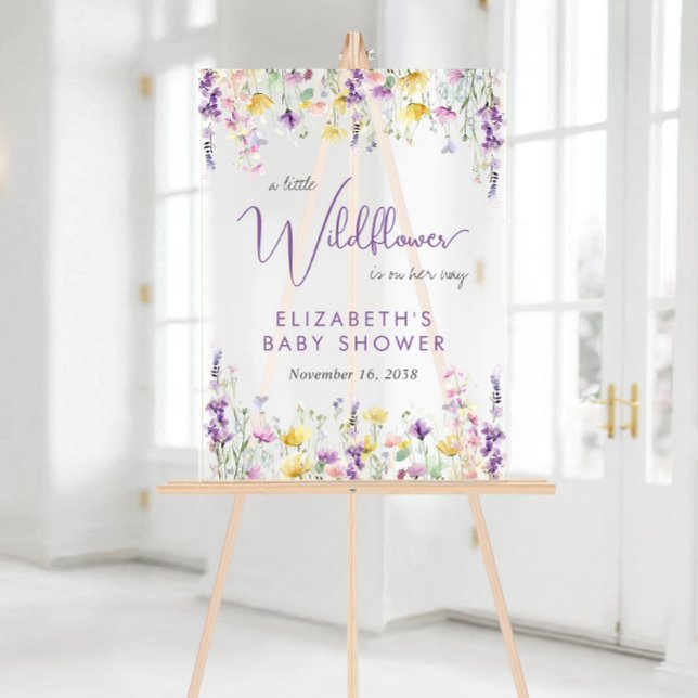 Boho Wildblume Babydusche Willkommen Mattiert Acrylschild (Von Creator hochgeladen)