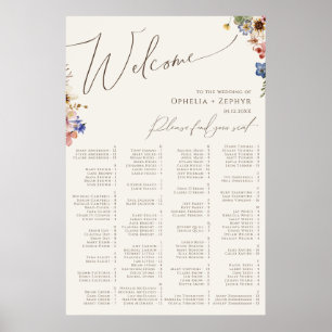 Boho Wildblume Beige alphabetische Sitztabelle Poster