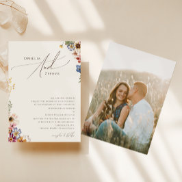 Boho Wildblume | Beige Foto Traditionelle Hochzeit Einladung