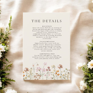 Boho Wildblume Beige Garden Hochzeiten Details Einladung