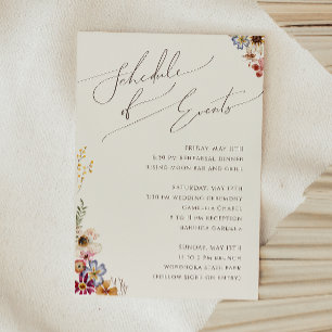 Boho Wildblume   Beige Garden Veranstaltungsplan Begleitkarte