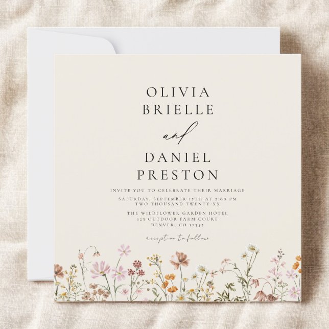 Boho Wildblume Beige Garden Wedding Einladung (Von Creator hochgeladen)