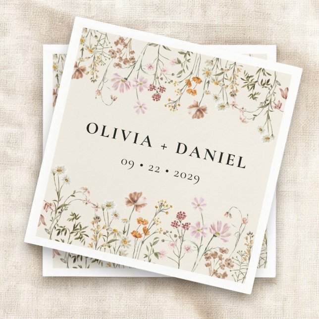Boho Wildblume Beige Garden Wedding Serviette (Von Creator hochgeladen)