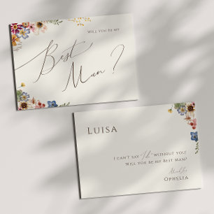 Boho Wildblume   Beige Trauzeuge Vorschlag Card Einladung