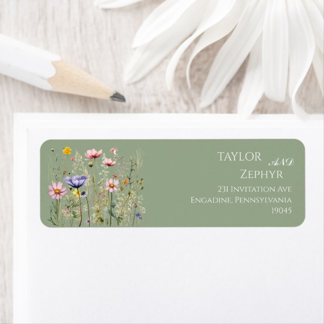 Boho Wildblume Beige Wedding RSVP Rücksendeadresse (Insitu)