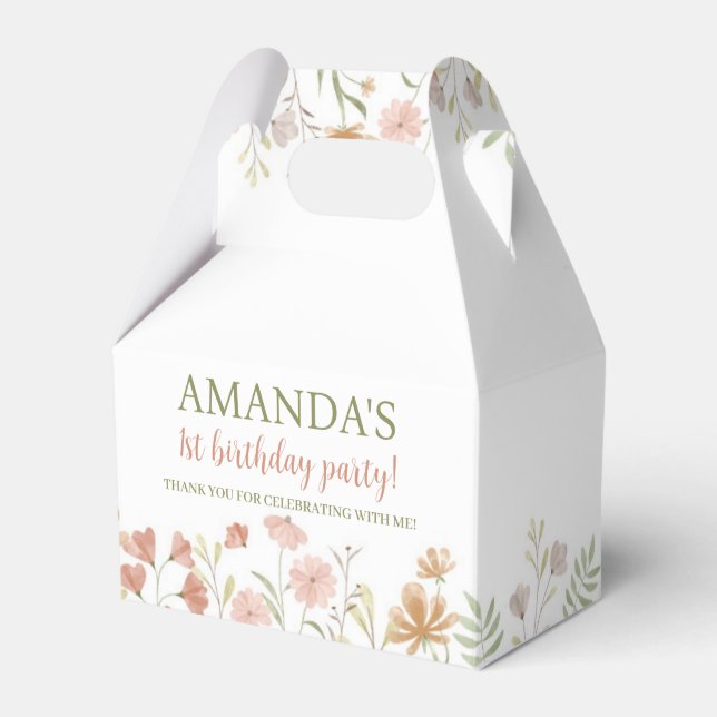 Boho Wildblume Birthday Favor Box Geschenkschachtel (Vorderseite)