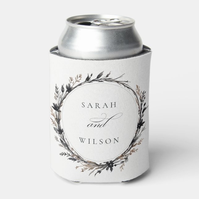 Boho Wildblume Black Brown Fall Wreath Wedding Dosenkühler (Kanne Vorderseite)