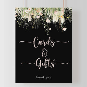 Boho Wildblume Black Cards and Gifts Sign Poster