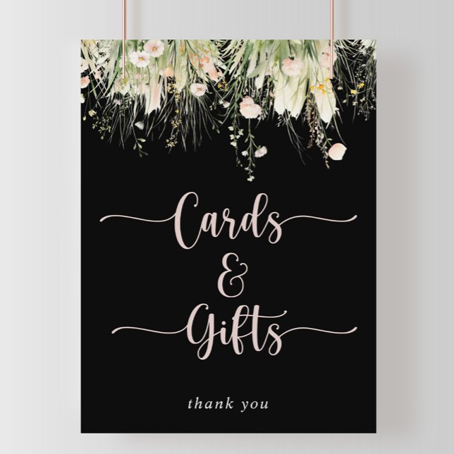 Boho Wildblume Black Cards and Gifts Sign Poster (Von Creator hochgeladen)