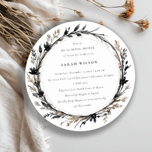Boho Wildblume Black Fall Wreath Brautparty Einladung