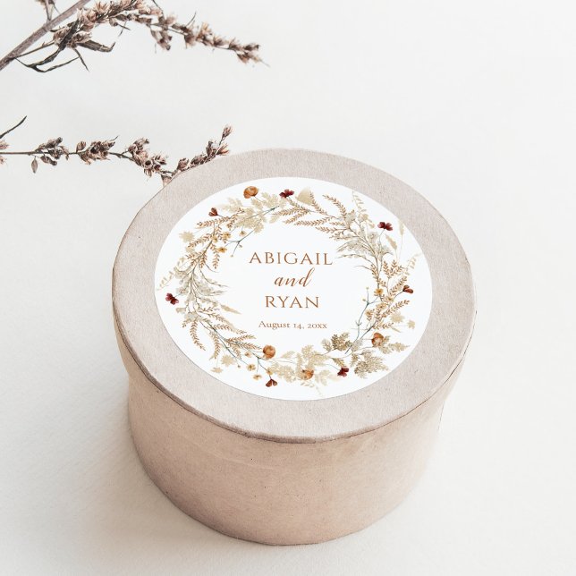 Boho Wildblume Blumen Butterfly Wedding Runder Aufkleber (Von Creator hochgeladen)