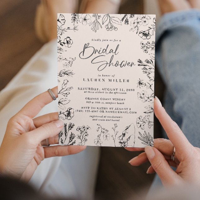 Boho Wildblume Botanisches Brautparty Einladung (Join us for a rustic bridal shower!
)