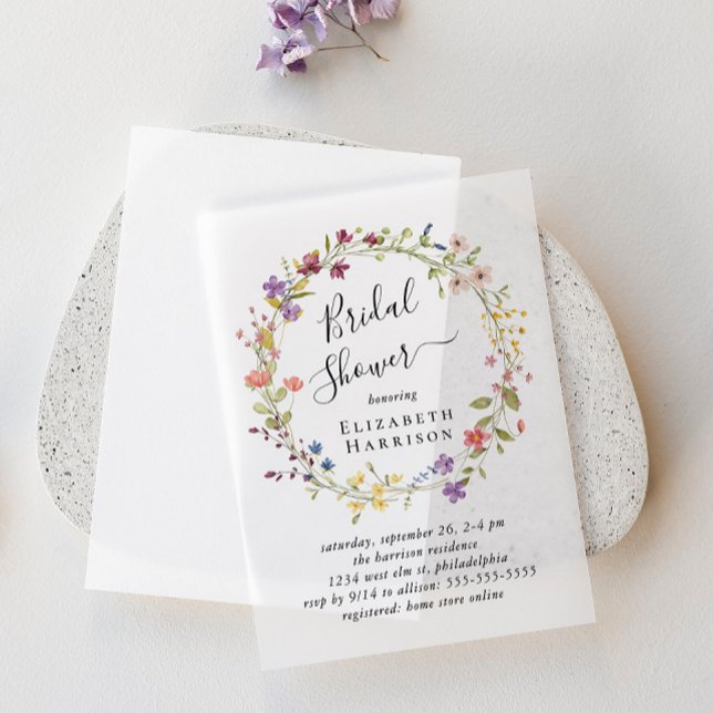 Boho Wildblume Brautparty (Elevate your bridal shower invitations with the timeless beauty of vellum overlays)