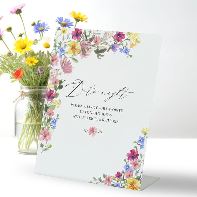 Boho Wildblume Brautparty Datum Nacht Jar Sign Sockelschild (Von Creator hochgeladen)