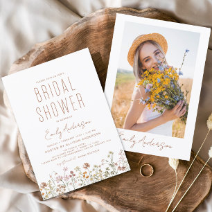 Boho Wildblume Brautparty Foto Einladung