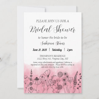 Boho Wildblume Brautparty Invite Watercolor Einladung