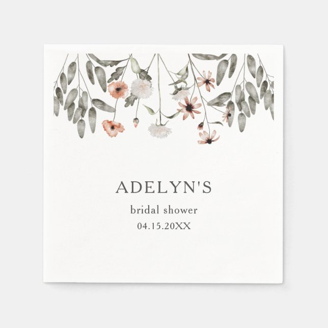 Boho Wildblume Brautparty Serviette (Vorderseite)