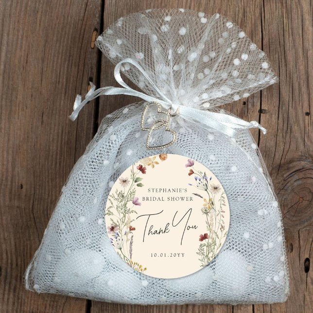 Boho Wildblume Brautparty Vielen Dank Runder Aufkleber (Von Creator hochgeladen)