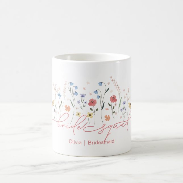 Boho Wildblume Bride Squad Kaffeetasse (Mittel)