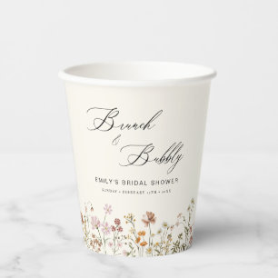 Boho Wildblume Brunch & Bubbly Brautparty Pappbecher