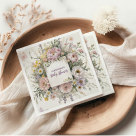 Boho Wildblume Butterflies Babydusche Serviette