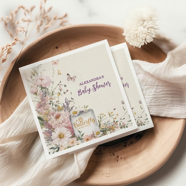 Boho Wildblume Butterflies Babydusche Serviette (Von Creator hochgeladen)