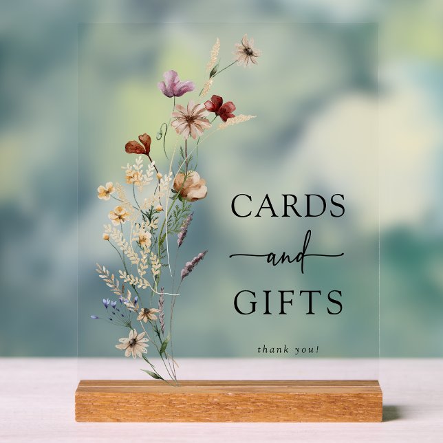 Boho Wildblume Cards Akryllisches Zeichen Acrylschild (Boho Wildflower Cards Acrylic Sign by Painted Paperie
)