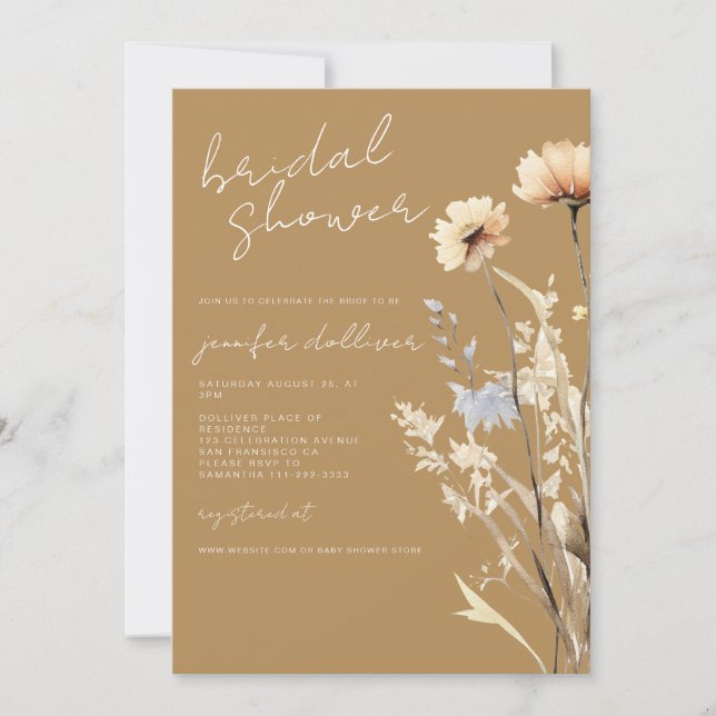 Boho Wildblume Chic Brautparty Einladung (Vorderseite)