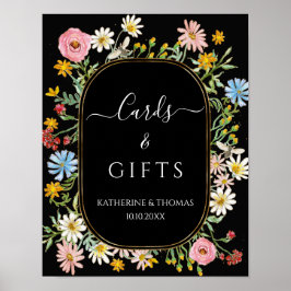 Boho Wildblume Chic Floral Wreath Cards n Geschenk Poster