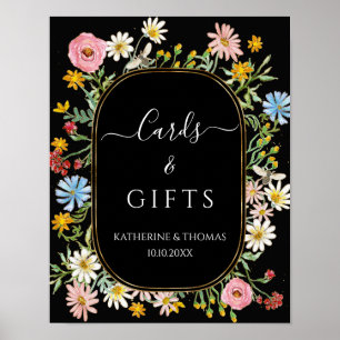 Boho Wildblume Chic Floral Wreath Cards n Geschenk Poster