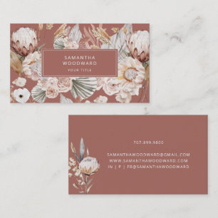 Boho Wildblume Creme Terracotta Beruflich Visitenkarte