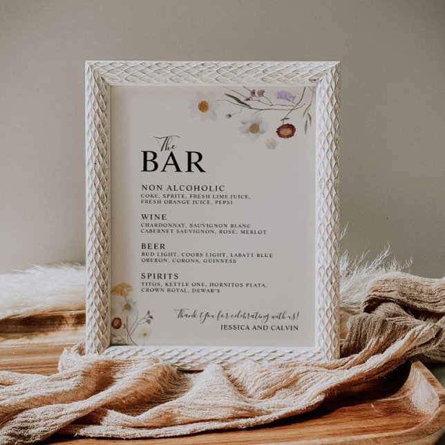 Boho Wildblume Das Bar Wedding-Zeichen Poster (Von Creator hochgeladen)