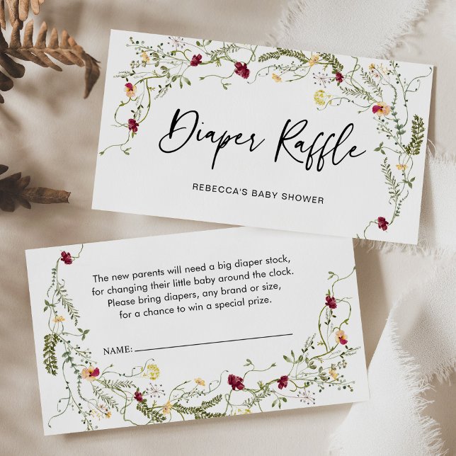 Boho Wildblume Diaper Raffelkarte Visitenkarte (Von Creator hochgeladen)