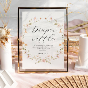 Boho Wildblume Diaper Raffle Babydusche Poster