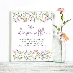 Boho Wildblume Diaper Raffle Drop Off Baby Dusche Poster