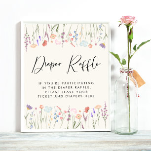 Boho Wildblume Diaper Raffle Drop Off Baby Dusche Poster