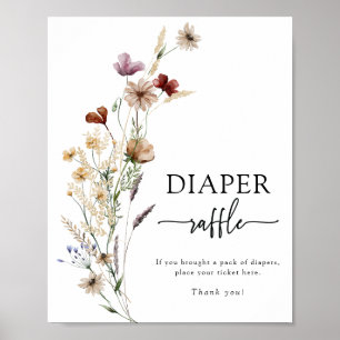 Boho Wildblume Diaper Raffle Poster