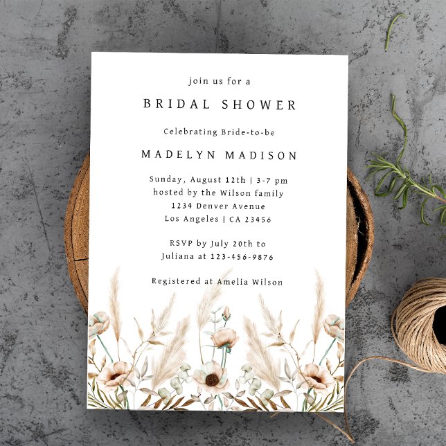 Boho Wildblume Elegant Bridal Dusche Einladung (Boho Wildflower Elegant Bridal Shower Invitation
)
