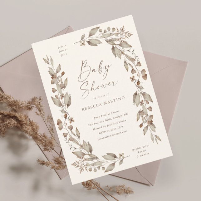 Boho Wildblume Elegant Floral Baby Shower Magnet (Boho wildflower elegant floral ivory gender neutral baby shower invitation.)