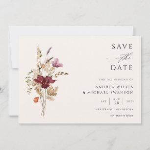 Boho Wildblume Elegante Hochzeit im Herbst Save The Date