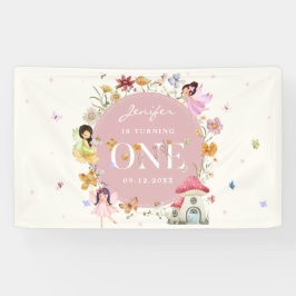 Boho Wildblume Fairy 1. Geburtstag Party Banner