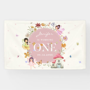Boho Wildblume Fairy 1. Geburtstag Party Banner
