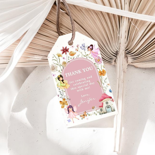 Boho Wildblume Fairy 1. Geburtstag Party Geschenkanhänger (Von Creator hochgeladen)