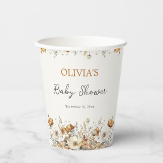 Boho Wildblume Fall Babydusche Papiertüten Pappbecher